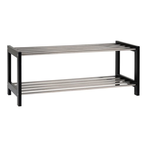 Padova cipőtartó fekete fa, 2 polc in steel 78x34 cm
