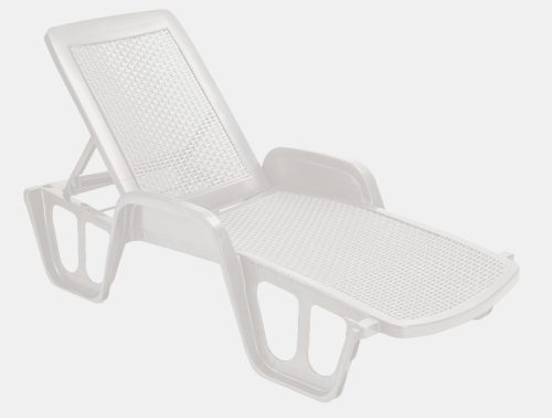 Pool rattan hatású műanyag kerti fix napozóágy fehér O264