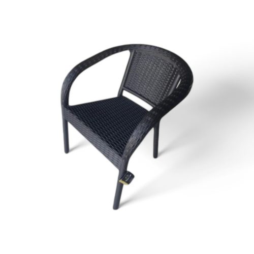 Bamboo rattan hatású karfás műanyag kerti szék antracit szürke