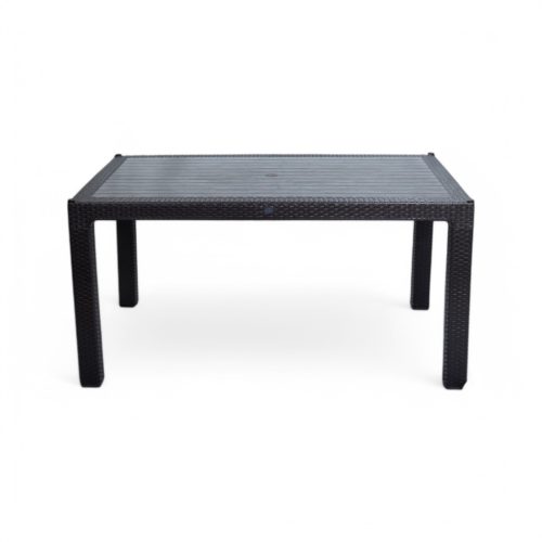 Műanyag rattan hatású kerti asztal antracit szürke 150 x 90 cm