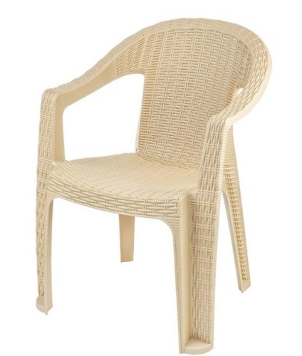 Behram rattan hatású karfás műanyag kerti szék cappuccino