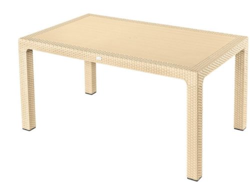 Műanyag rattan hatású kerti asztal cappuccino 150 x 90 cm