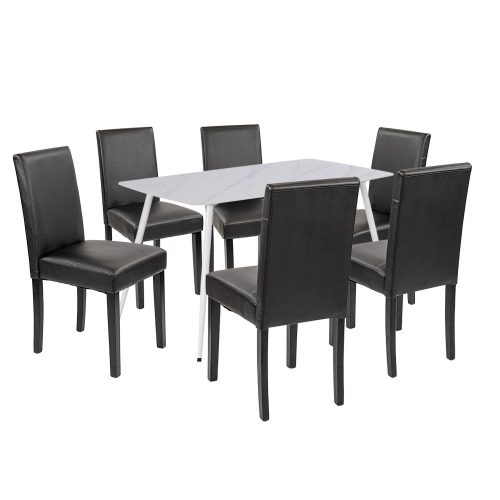 Megan 6+1 étkező garnitúra fehér-fekete